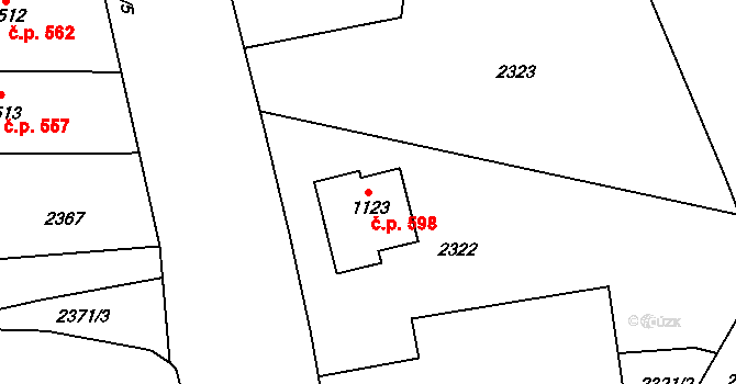 Golčův Jeníkov 598 na parcele st. 1123 v KÚ Golčův Jeníkov, Katastrální mapa