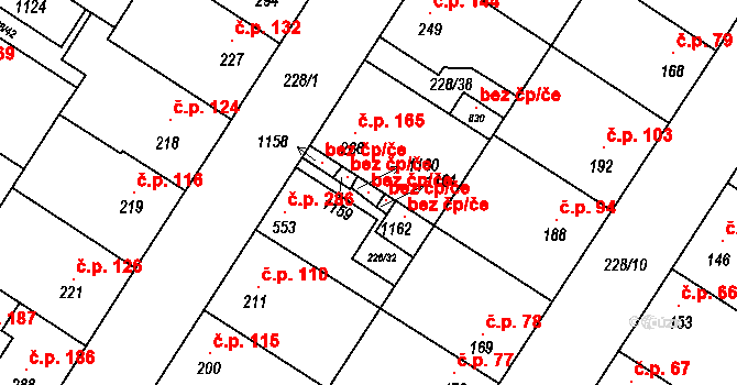 Pchery 93912731 na parcele st. 1160 v KÚ Pchery, Katastrální mapa