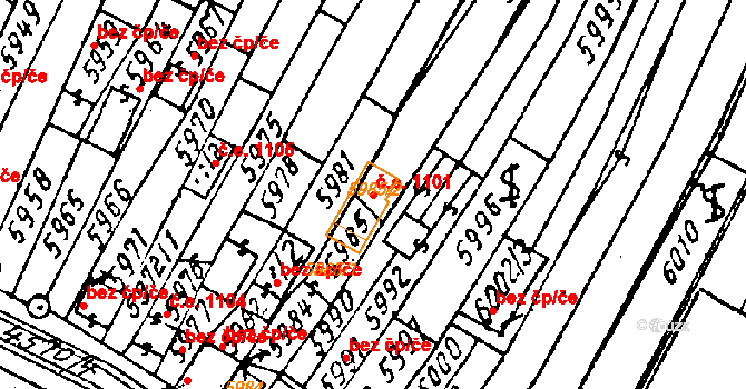 Mutěnice 1101 na parcele st. 14057 v KÚ Mutěnice, Katastrální mapa