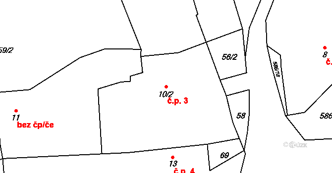Mileč 3 na parcele st. 10/2 v KÚ Mileč, Katastrální mapa