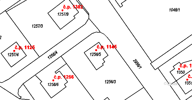 Rychnov nad Kněžnou 1145 na parcele st. 1256/5 v KÚ Rychnov nad Kněžnou, Katastrální mapa