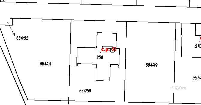 Stupice 63, Sibřina na parcele st. 258 v KÚ Stupice, Katastrální mapa