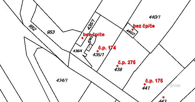 Borkovany 174 na parcele st. 435/1 v KÚ Borkovany, Katastrální mapa