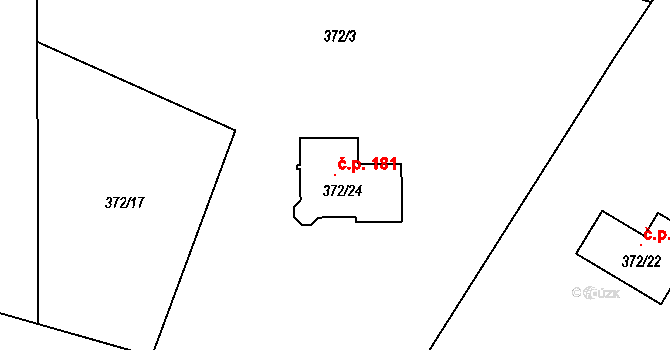 Chuderov 181 na parcele st. 372/24 v KÚ Chuderov, Katastrální mapa