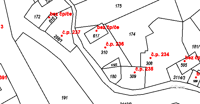 Bečov nad Teplou 236 na parcele st. 310 v KÚ Bečov nad Teplou, Katastrální mapa