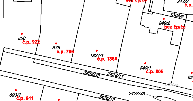 Jablonec nad Nisou 1360 na parcele st. 1327/1 v KÚ Jablonec nad Nisou, Katastrální mapa