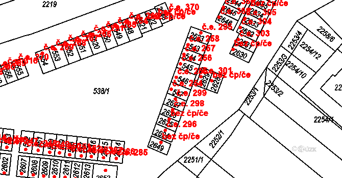 Veverská Bítýška 254 na parcele st. 547 v KÚ Veverská Bítýška, Katastrální mapa