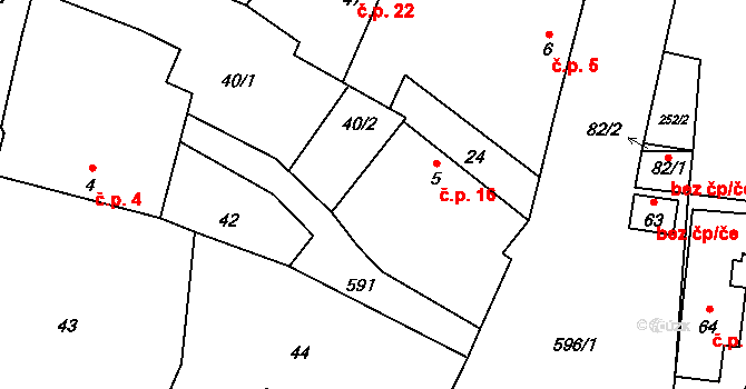 Sedlo 16, Komařice na parcele st. 5 v KÚ Sedlo u Komařic, Katastrální mapa