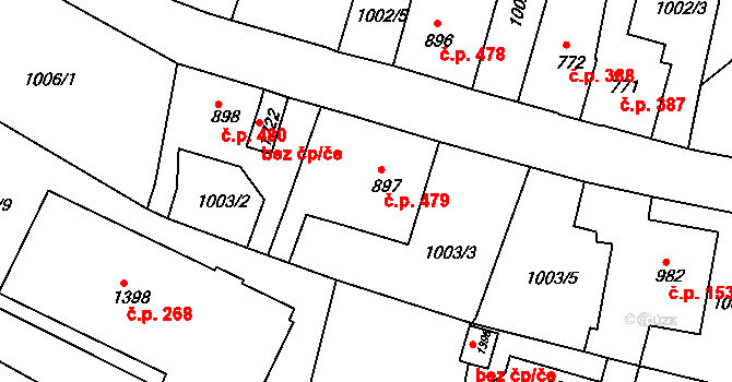 Cvikov II 479, Cvikov na parcele st. 897 v KÚ Cvikov, Katastrální mapa