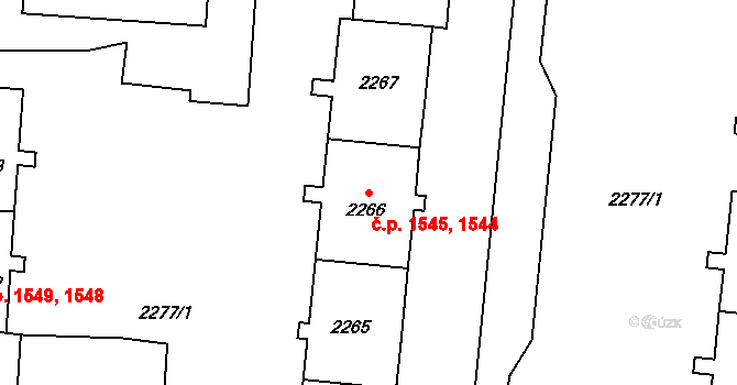 Kadaň 1544,1545 na parcele st. 2266 v KÚ Kadaň, Katastrální mapa