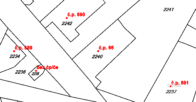 Skřečoň 66, Bohumín na parcele st. 2240 v KÚ Skřečoň, Katastrální mapa