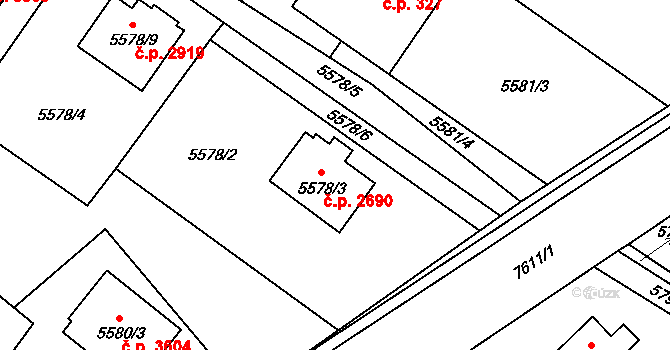 Frýdek 2690, Frýdek-Místek na parcele st. 5578/3 v KÚ Frýdek, Katastrální mapa