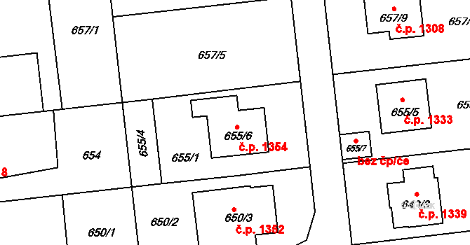 Šenov 1354 na parcele st. 655/6 v KÚ Šenov u Ostravy, Katastrální mapa