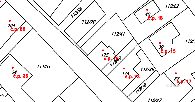 Malá Bělá 79, Bakov nad Jizerou na parcele st. 175 v KÚ Malá Bělá, Katastrální mapa