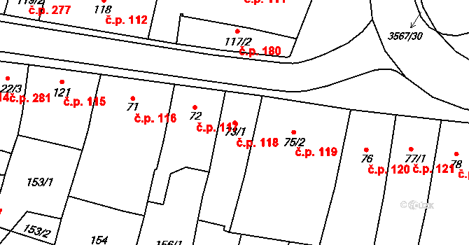 Lomnice nad Lužnicí 118 na parcele st. 73/1 v KÚ Lomnice nad Lužnicí, Katastrální mapa