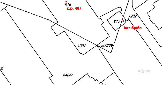 Střížkov 407, Praha na parcele st. 816 v KÚ Střížkov, Katastrální mapa