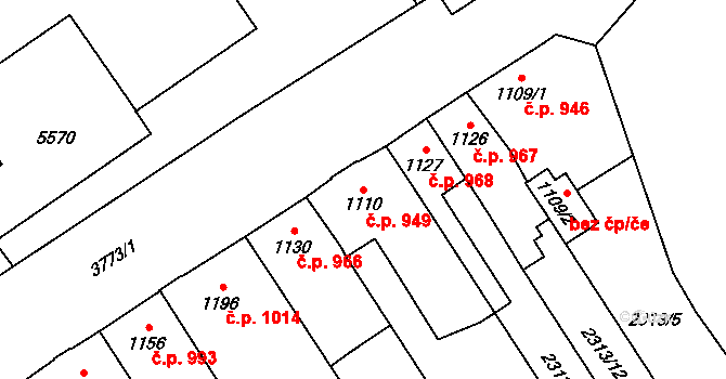 Dvůr Králové nad Labem 949 na parcele st. 1110 v KÚ Dvůr Králové nad Labem, Katastrální mapa