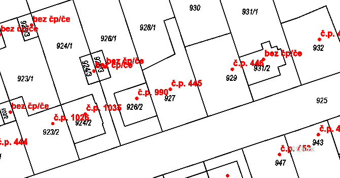 České Budějovice 2 445, České Budějovice na parcele st. 927 v KÚ České Budějovice 2, Katastrální mapa