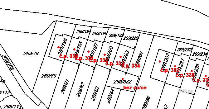 Pražské Předměstí 333, Bílina na parcele st. 269/200 v KÚ Bílina, Katastrální mapa