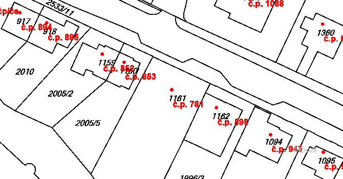 Ústí nad Orlicí 781 na parcele st. 1161 v KÚ Ústí nad Orlicí, Katastrální mapa