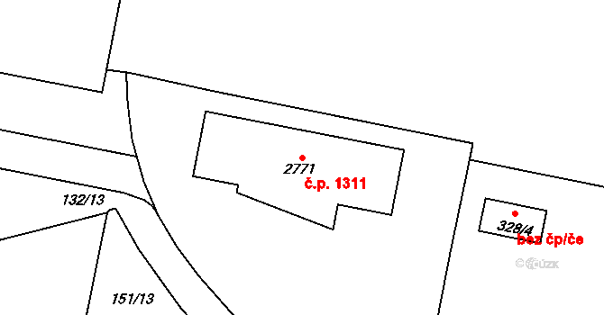 Uherské Hradiště 1311 na parcele st. 2771 v KÚ Uherské Hradiště, Katastrální mapa
