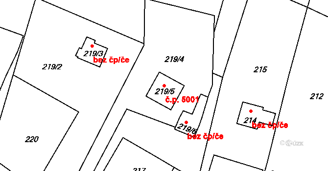 Lukášov 5001, Jablonec nad Nisou na parcele st. 219/5 v KÚ Lukášov, Katastrální mapa