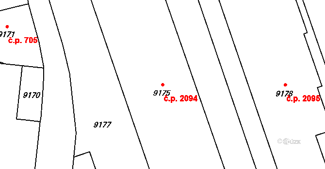 Vsetín 2094 na parcele st. 9175 v KÚ Vsetín, Katastrální mapa