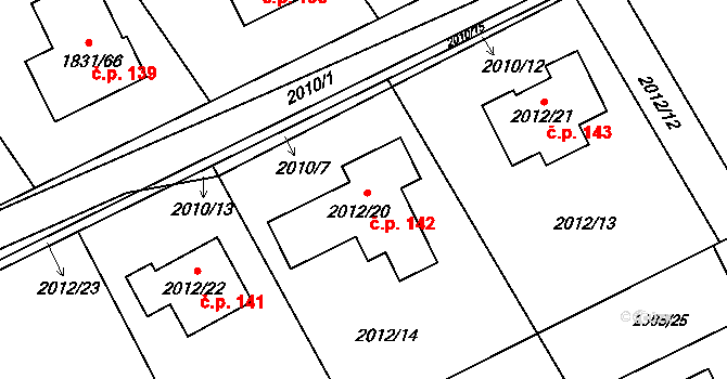 Mizerov 142, Karviná na parcele st. 2012/20 v KÚ Karviná-město, Katastrální mapa