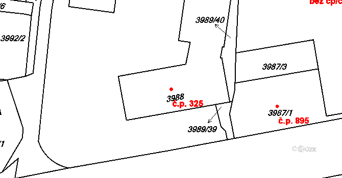Předměstí 325, Litoměřice na parcele st. 3988 v KÚ Litoměřice, Katastrální mapa