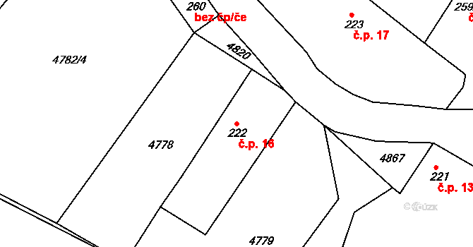 Buková Lhota 16, Benešov na parcele st. 222 v KÚ Úročnice, Katastrální mapa