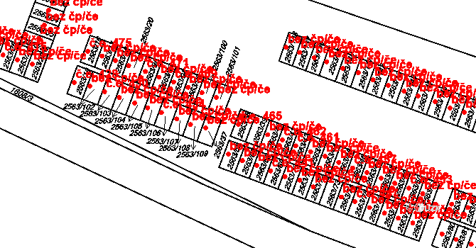 Předměstí 465, Litoměřice na parcele st. 2563/38 v KÚ Litoměřice, Katastrální mapa