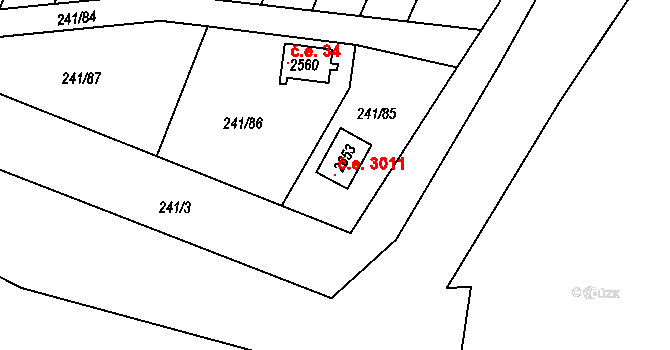 Sezimovo Ústí 3011 na parcele st. 2653 v KÚ Sezimovo Ústí, Katastrální mapa