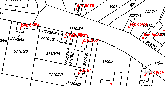 Louny 2061 na parcele st. 3110/66 v KÚ Louny, Katastrální mapa