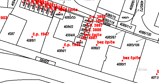 Jihlava 4987 na parcele st. 4084/3 v KÚ Jihlava, Katastrální mapa