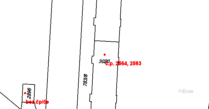 Zábřeh 2563,2564, Ostrava na parcele st. 3020 v KÚ Zábřeh nad Odrou, Katastrální mapa