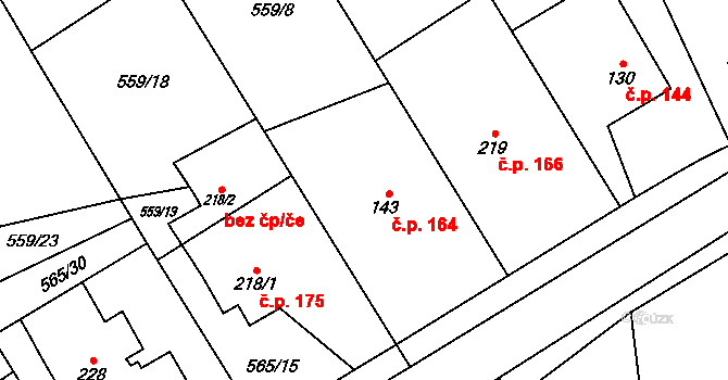 Štěpánov nad Svratkou 164 na parcele st. 143 v KÚ Štěpánov nad Svratkou, Katastrální mapa
