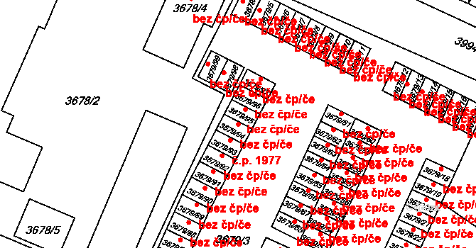 Fryštát 93, Karviná na parcele st. 3679/94 v KÚ Karviná-město, Katastrální mapa