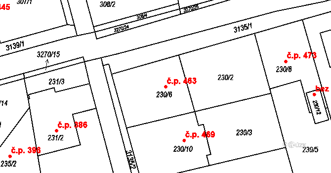 Píšť 463 na parcele st. 230/6 v KÚ Píšť, Katastrální mapa