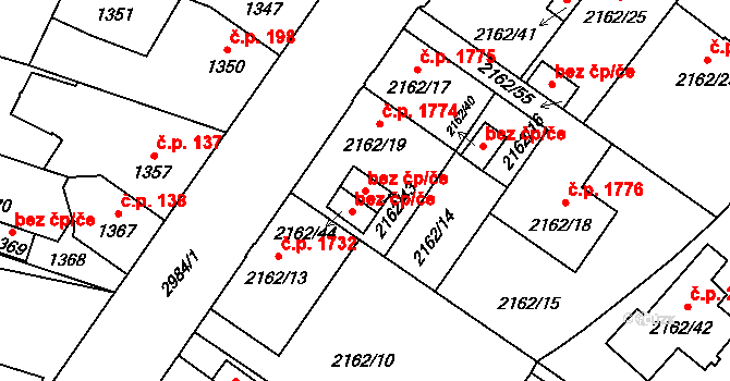 Opava 43783732 na parcele st. 2162/43 v KÚ Opava-Předměstí, Katastrální mapa