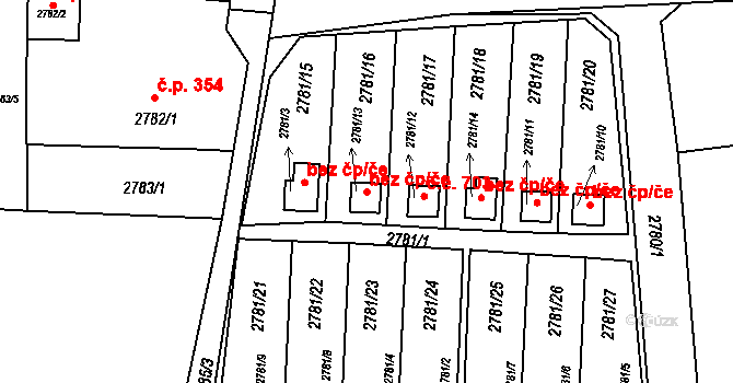 Orlová 43974732 na parcele st. 2781/13 v KÚ Horní Lutyně, Katastrální mapa