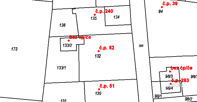 Malé Hoštice 52, Opava na parcele st. 132 v KÚ Malé Hoštice, Katastrální mapa