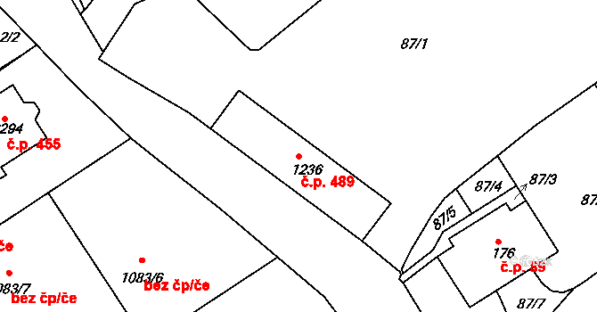 Telč-Štěpnice 489, Telč na parcele st. 1236 v KÚ Telč, Katastrální mapa