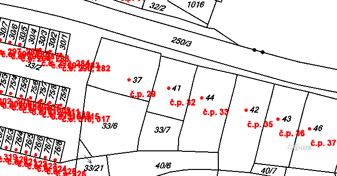 Chanov 32, Obrnice na parcele st. 41 v KÚ Chanov, Katastrální mapa