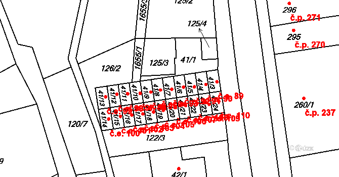 Lom 93 na parcele st. 41/7 v KÚ Lom u Mostu, Katastrální mapa