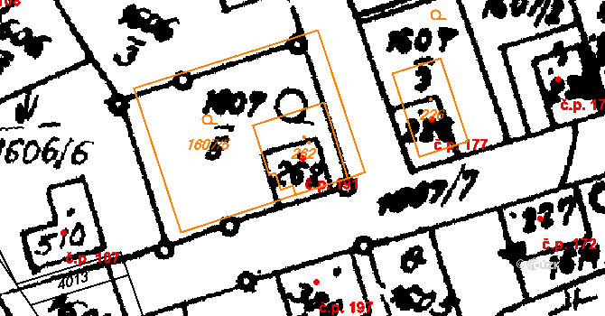 Trhová Kamenice 191 na parcele st. 262 v KÚ Trhová Kamenice, Katastrální mapa