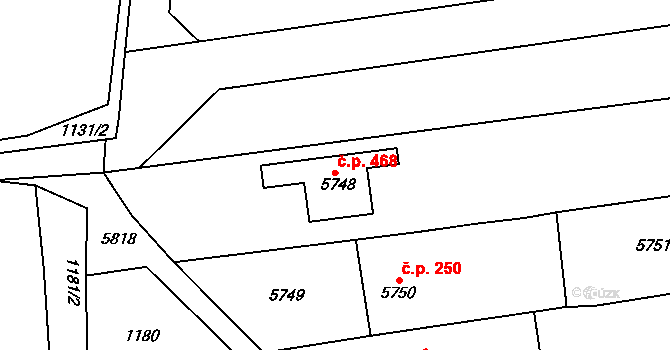 Tupesy 468 na parcele st. 5748 v KÚ Tupesy na Moravě, Katastrální mapa
