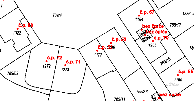 Nádražní Předměstí 53, Český Krumlov na parcele st. 1177 v KÚ Český Krumlov, Katastrální mapa