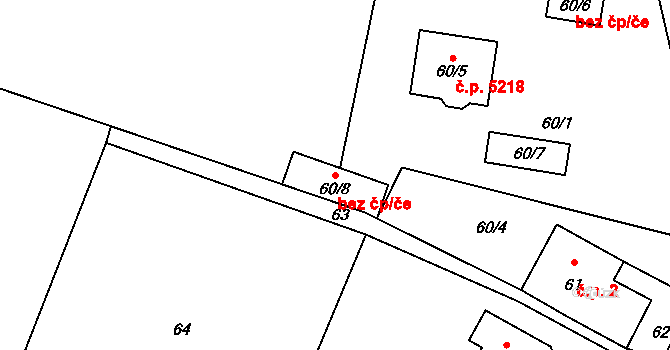 Jablonec nad Nisou 88004732 na parcele st. 60/8 v KÚ Lukášov, Katastrální mapa
