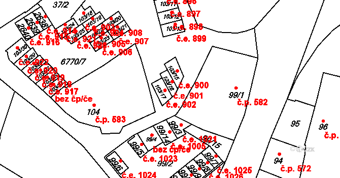 Žatec 902 na parcele st. 103/17 v KÚ Žatec, Katastrální mapa