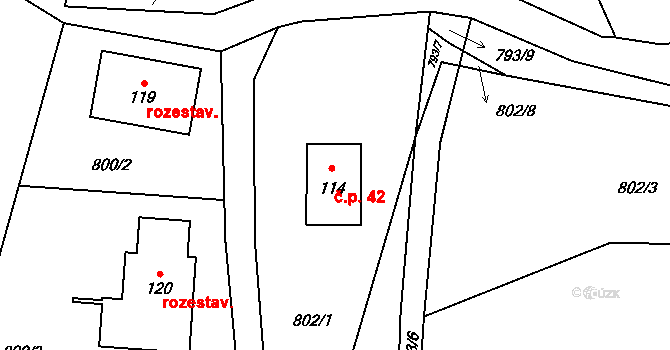 Jelmo 42, Libníč na parcele st. 114 v KÚ Jelmo, Katastrální mapa
